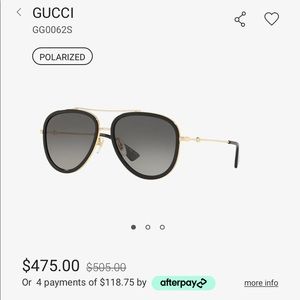 Gucci Grey Gradient Aviator Sunglasses GG0062S
